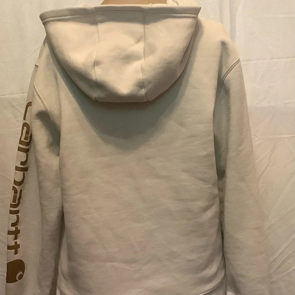 Carhartt Cream and Brown Boy’s Hoodie Work-wear warm active farm wear like new - Picture 3 of 9